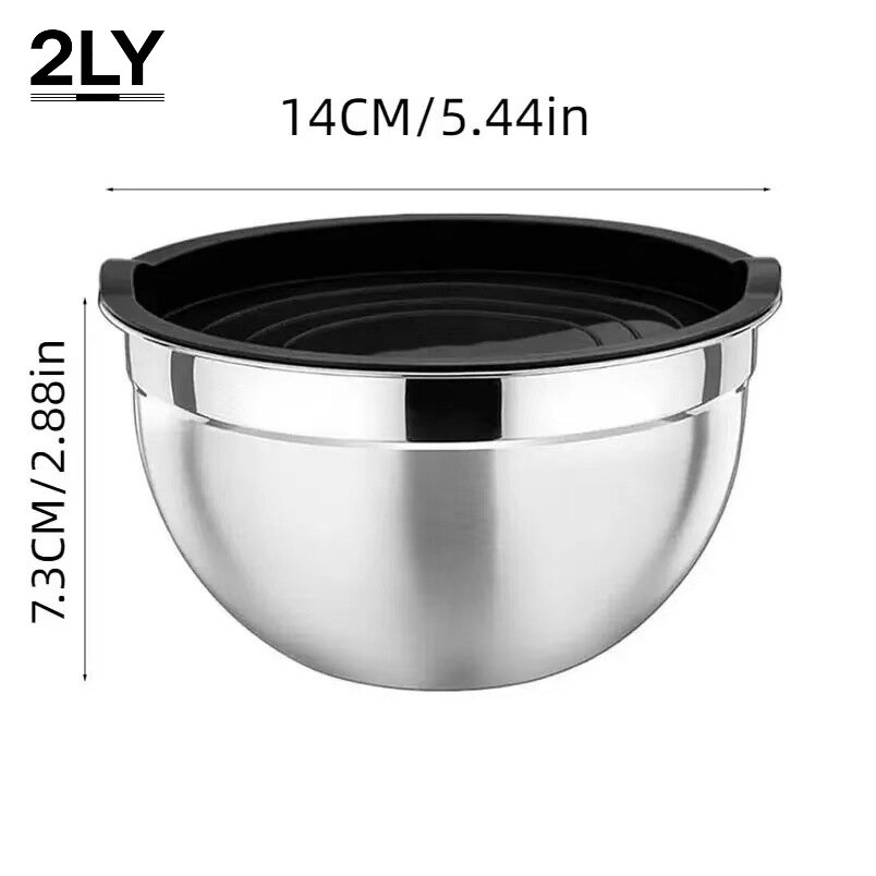 Kitchen Baking Bowls - 두꺼운 스테인리스 스틸 믹싱볼 세트(뚜껑 포함),
