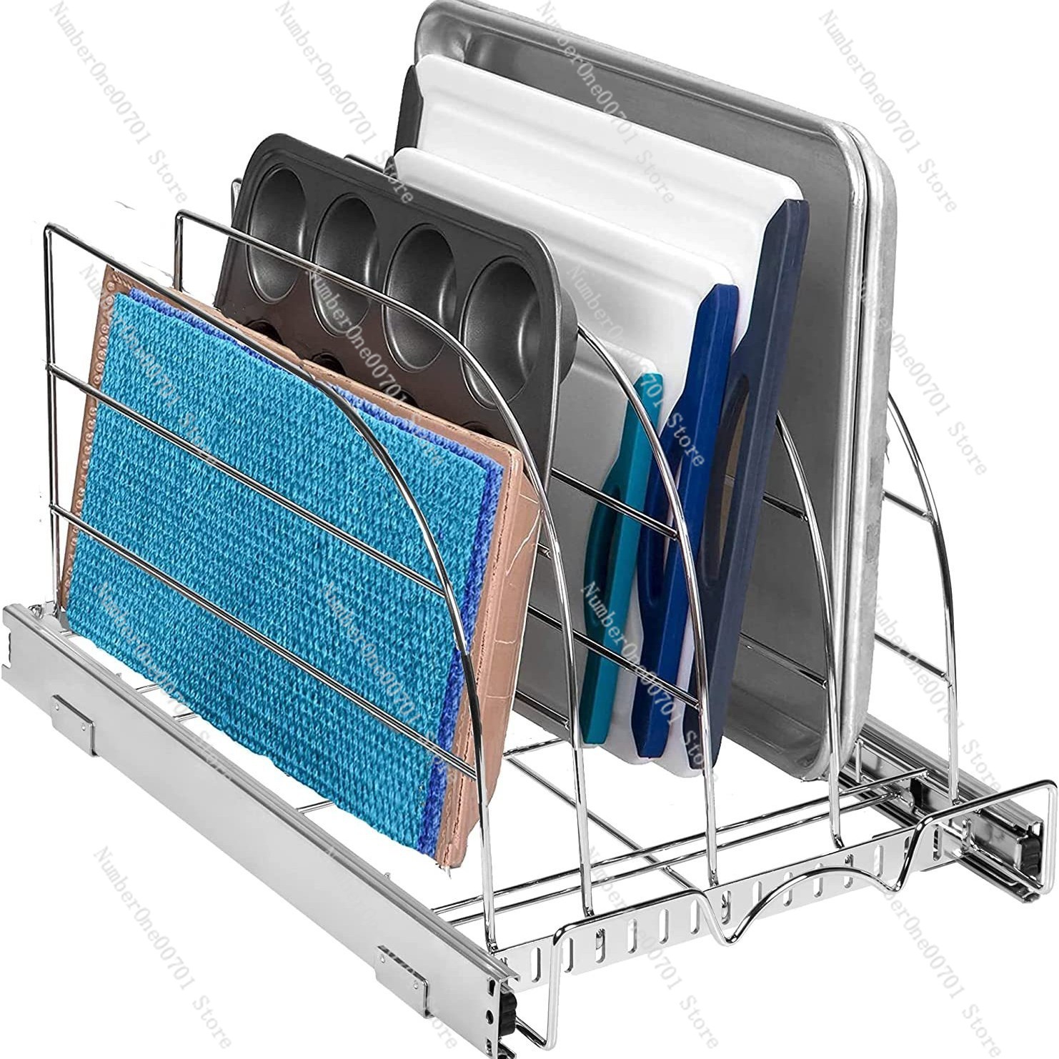 Kitchen Baking Sheet Organizer - 슬라이드 아웃 주방 캐비닛 오거나이저 베이킹