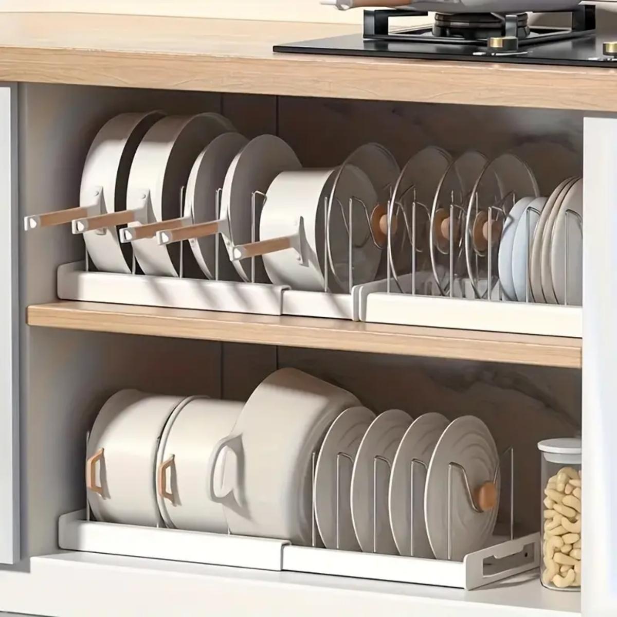Kitchen Baking Pan Organizer - 확장형 주방 냄비 프라이팬 정리대, 7개의