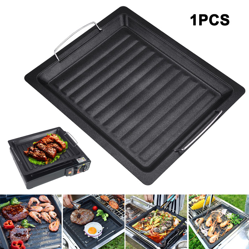 Kitchen Baking Tray Organiser - 야외용 두꺼운 사각 그릴 팬, 손잡이