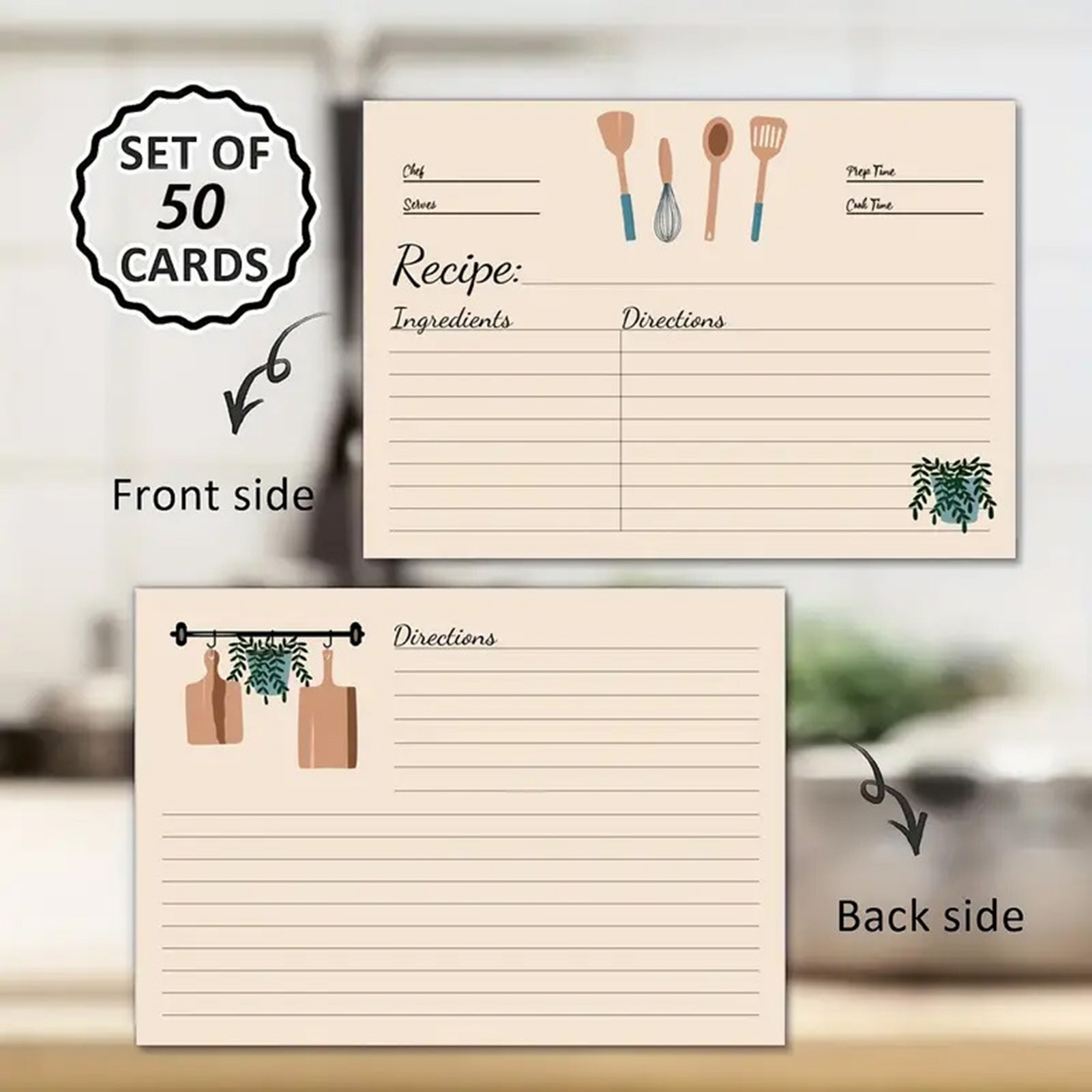 Kitchen Baking Sheet Organizer - 바인더용 50매 레시피 카드 주방 요리