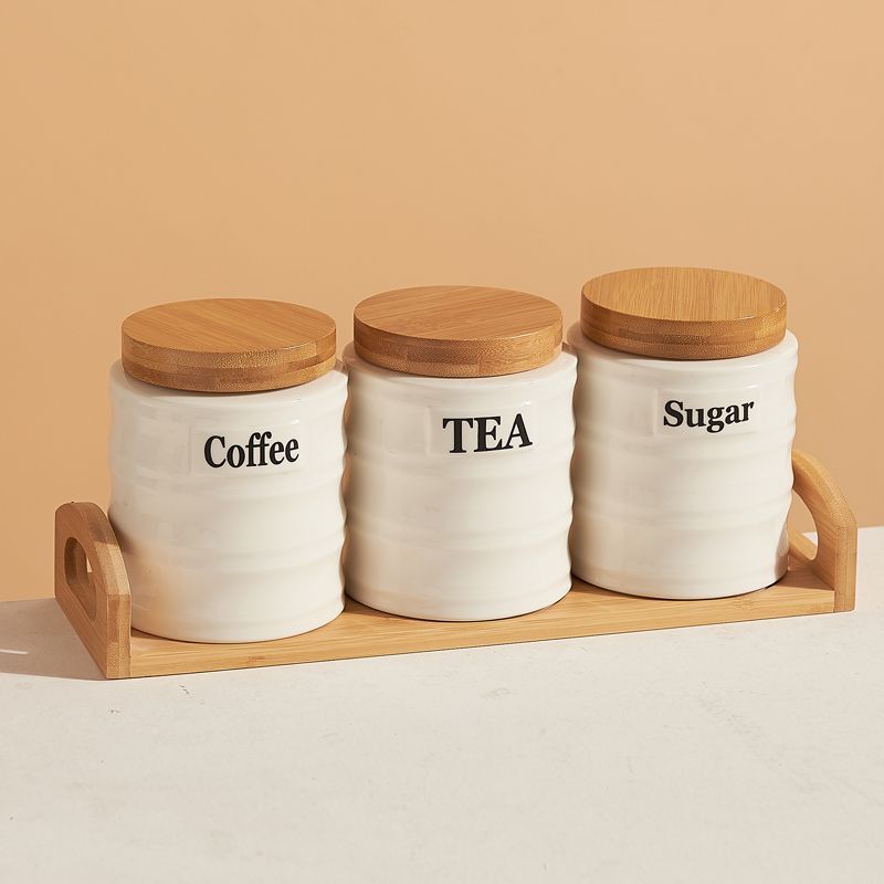 세라믹 보관 용기 3종 세트(대나무 뚜껑 포함) - 커 - Kitchen Baking Canisters 리뷰 및 가격