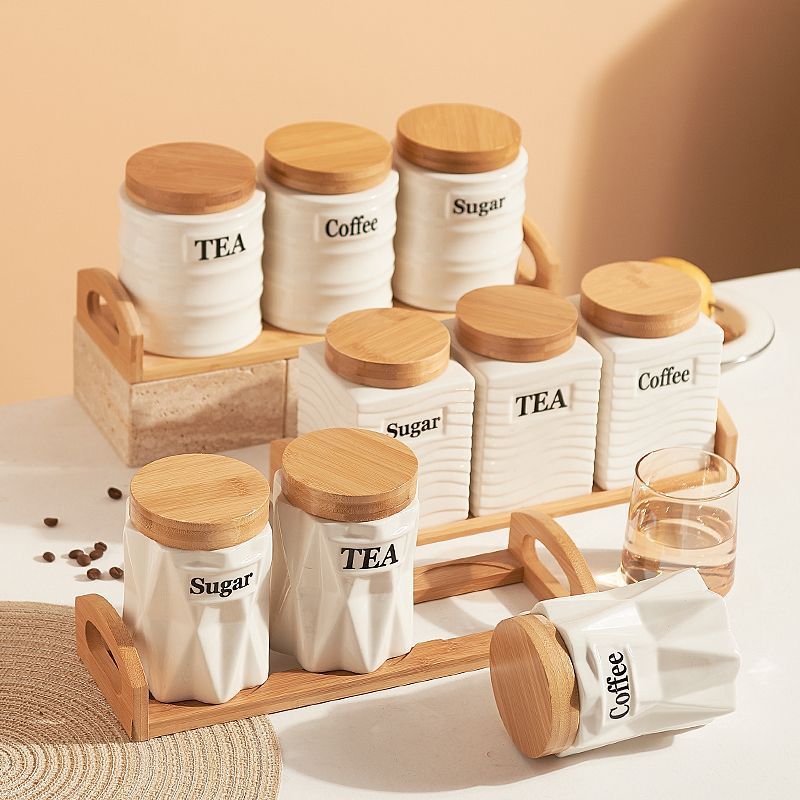 세라믹 보관 용기 3종 세트(대나무 뚜껑 포함) - 커 - Kitchen Baking Canisters 리뷰 및 가격