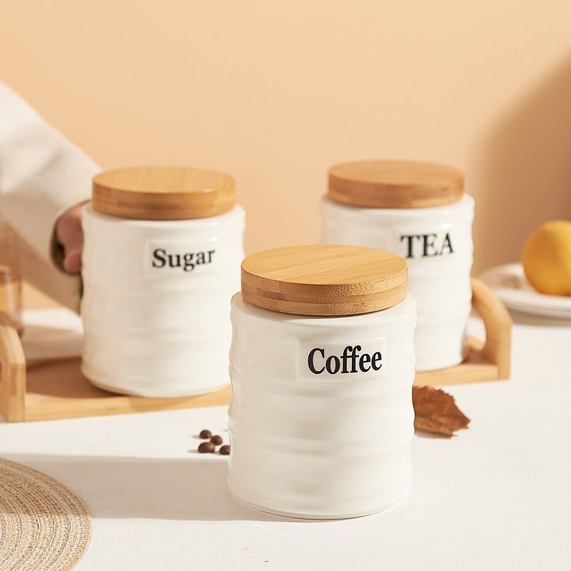 세라믹 보관 용기 3종 세트(대나무 뚜껑 포함) - 커 - Kitchen Baking Canisters 리뷰 및 가격