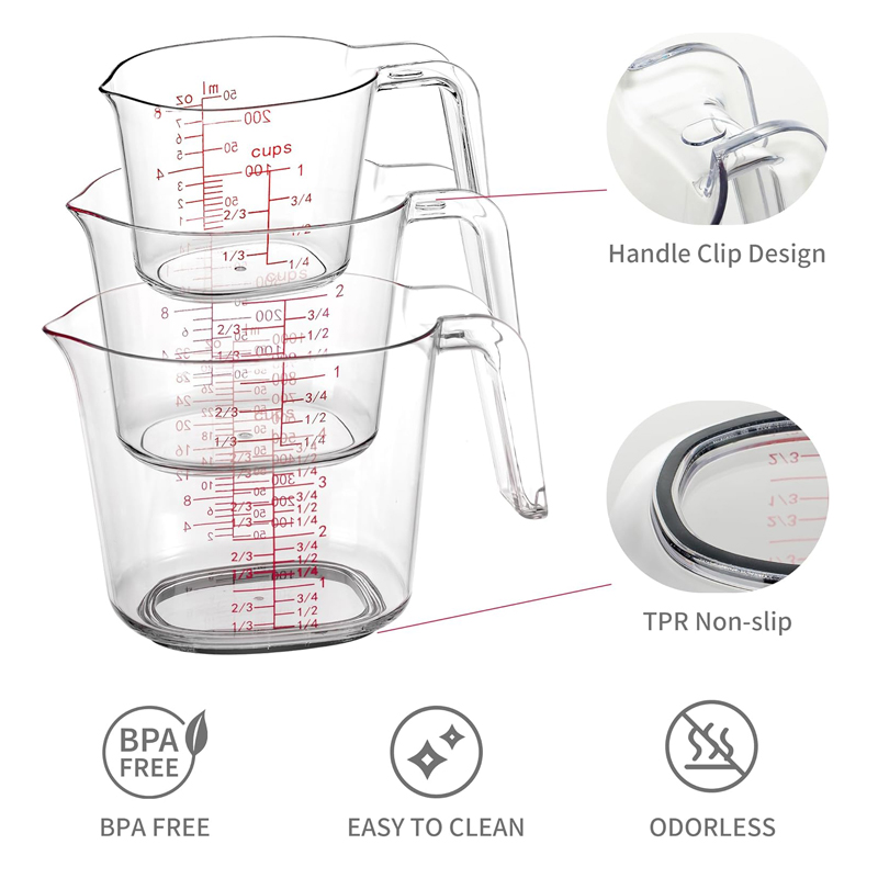1컵, 2컵, 4컵 투명 네스팅 계량컵 세트 플라스틱  - Kitchen Baking Kit 리뷰 및 가격