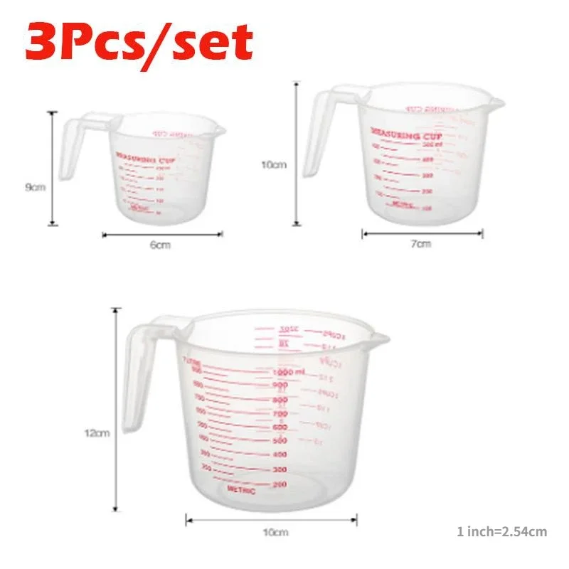 3Pcs 키트 베이킹 액체 측정 컵 PVC 스케일 컵  - Kitchen Baking Kit 리뷰 및 가격