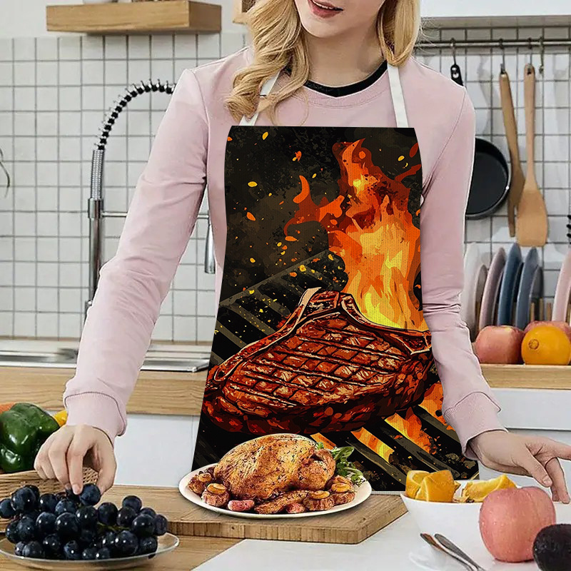 불꽃 그릴 프린트가 있는 바베큐 스테이크 앞치마 1개, - Kitchen Baking Area Ideas 리뷰 및 가격