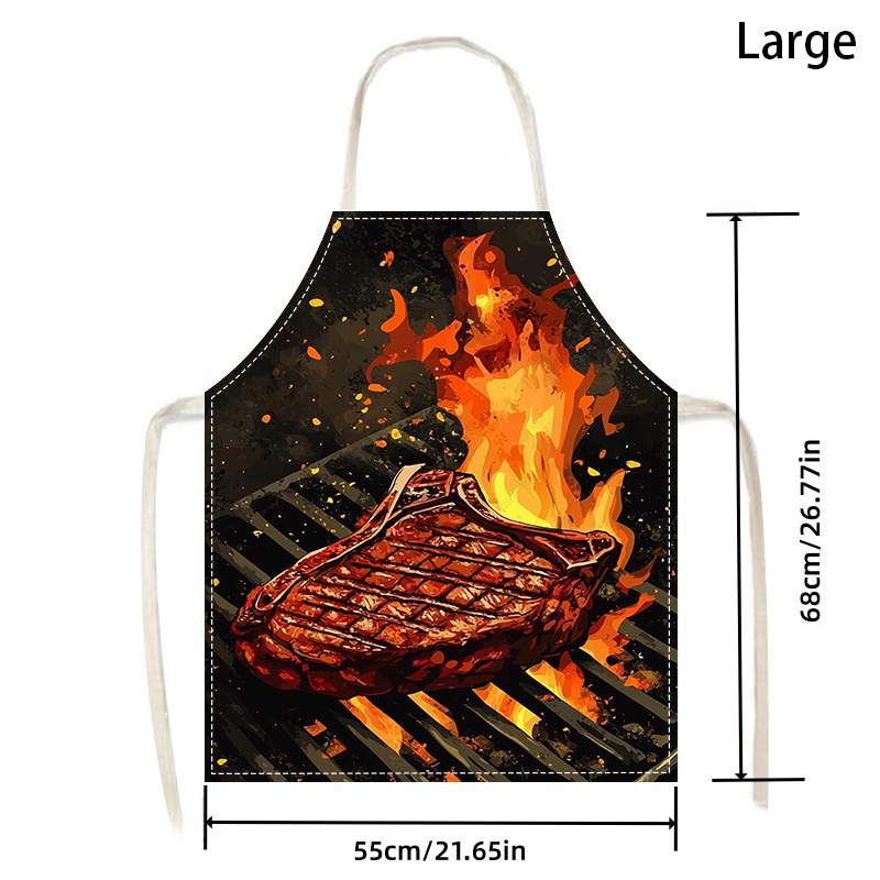 불꽃 그릴 프린트가 있는 바베큐 스테이크 앞치마 1개, - Kitchen Baking Area Ideas 리뷰 및 가격