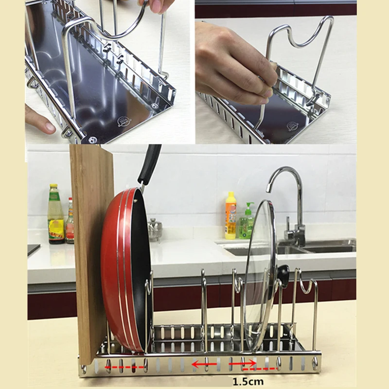 304 스테인레스 스틸 조절 랙, 냄비 뚜껑 및 팬 선 - Kitchen Baking Pan Organizer 리뷰 및 가격
