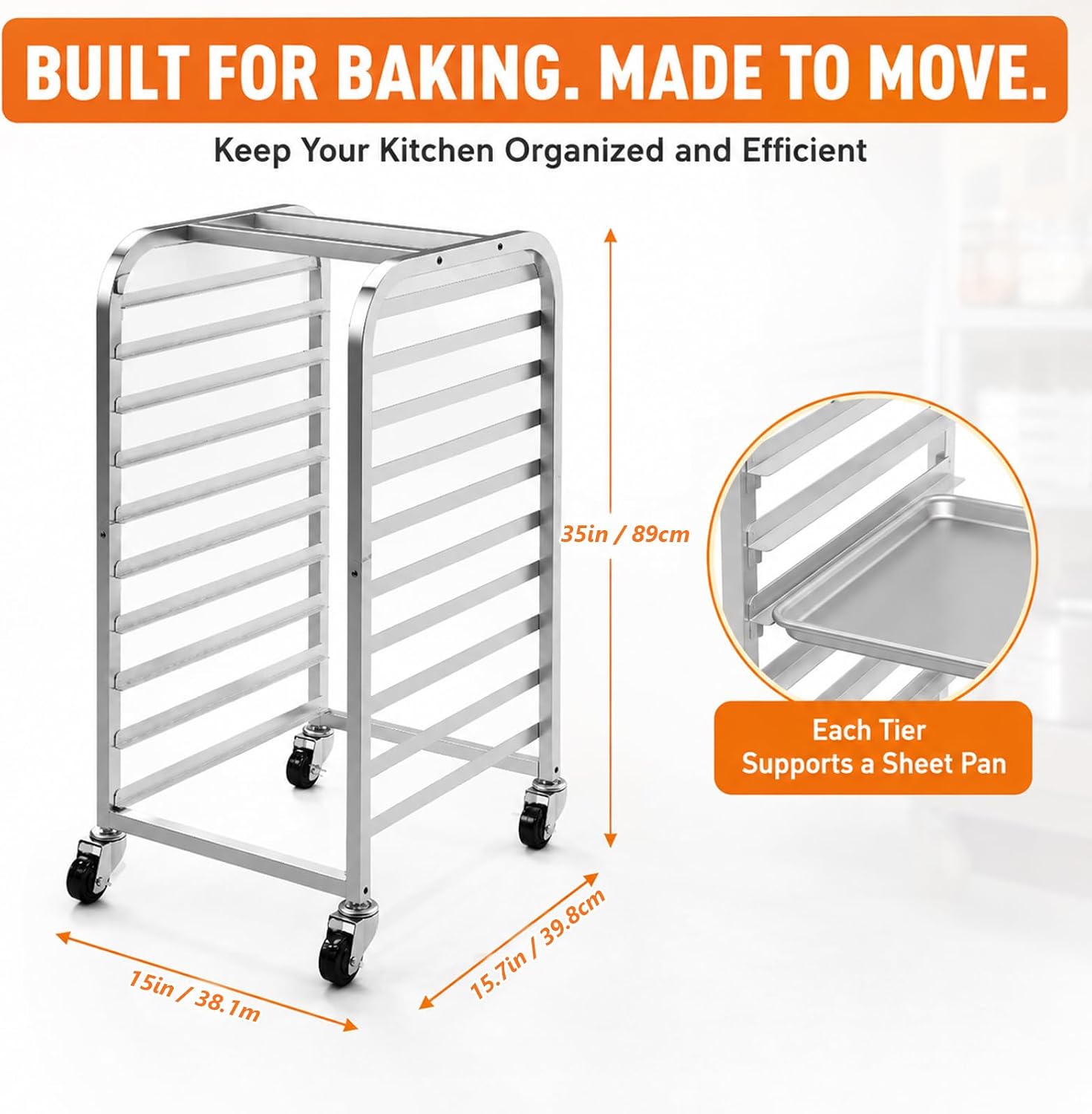 10단 스테인리스 스틸 시트 팬 랙 바퀴付き 이동식 베 - Kitchen Baking Sheet Organizer 리뷰 및 가격